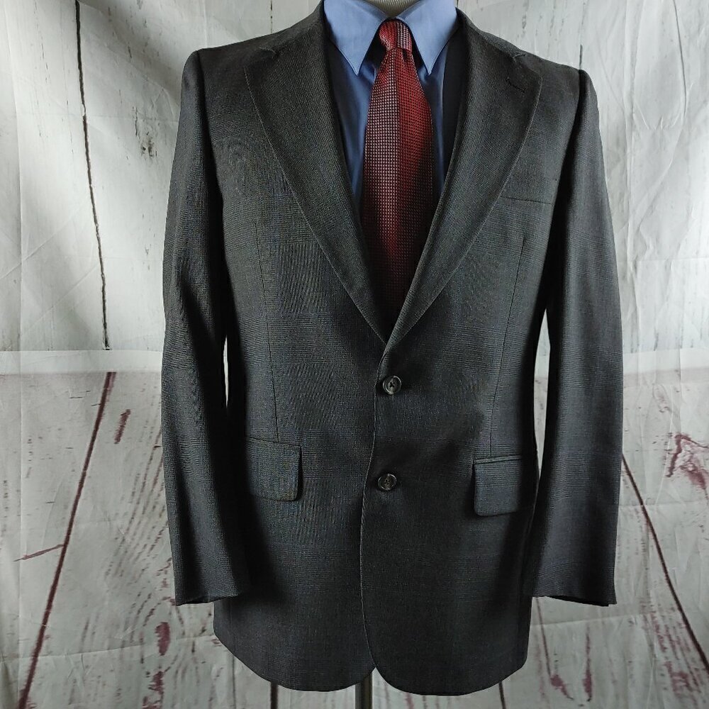 Burberrys' Prorsum Woolf Brothers 39R Wool 2 Button Brown Glen Plaid Suit Blazer